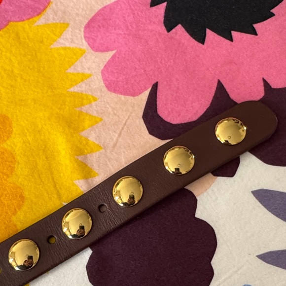 Madewell Studded Western Belt in Soft Mahogany. Gold-Accents. Women Size L. - Picture 5 of 10